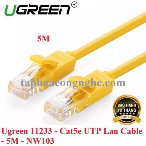 Ugreen 11233 5M màu Vàng Cáp mạng LAN CAT5E UPT NW103 30011233